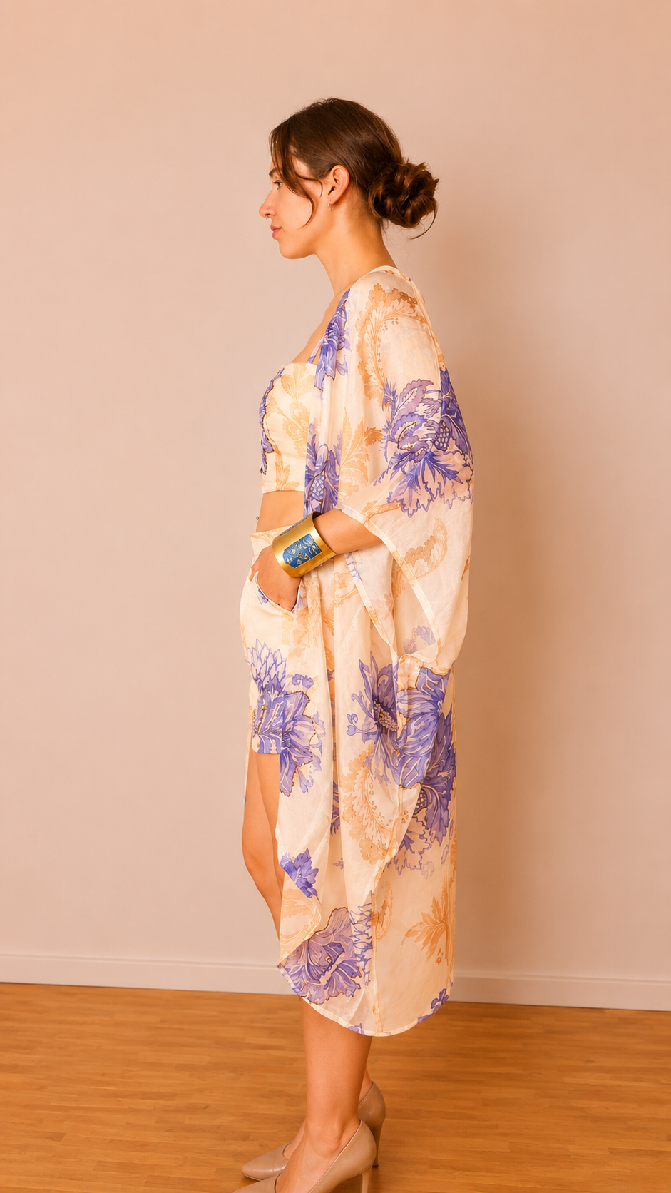 Aveline Kimono Cape — Porcelain Blue