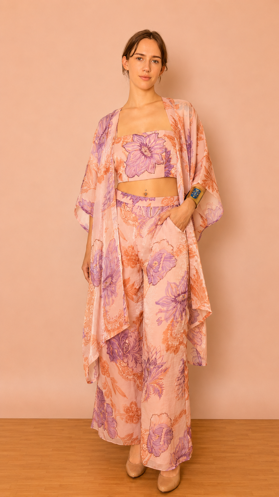 Aveline Kimono Cape — Lavender Bloom