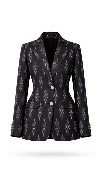 Schwarzer Ikat-Blazer