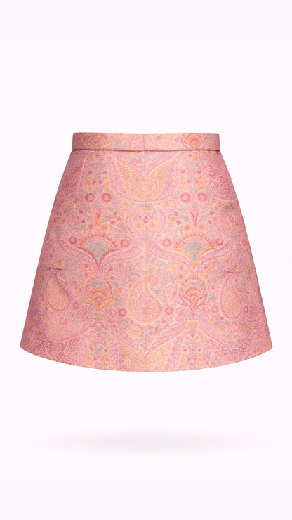 Colette Jacquard Mini Skirt — Blush Pink