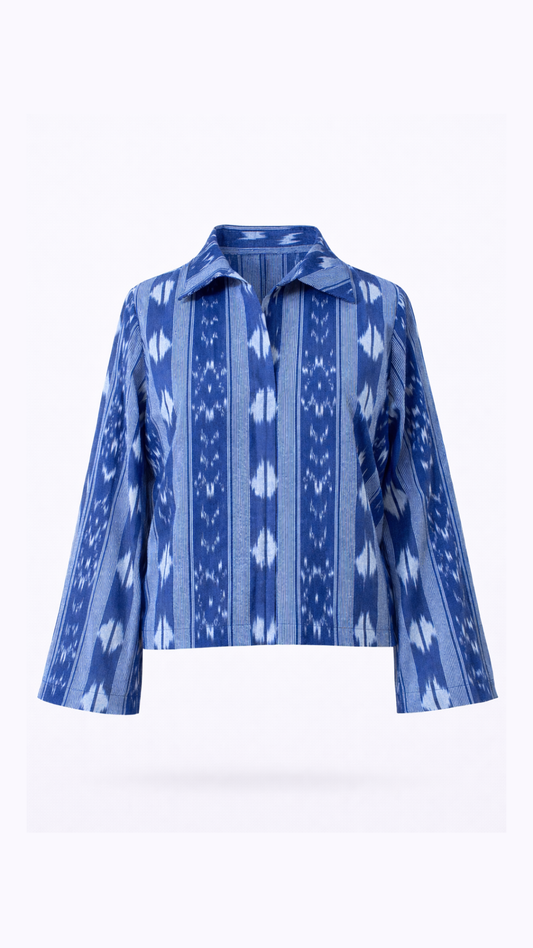 Indigo Striped Ikat Shirt