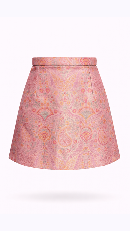Colette Jacquard Mini Skirt — Blush Pink