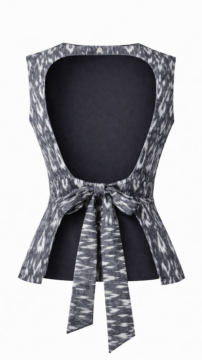 Charcoal Grey Ikat Top
