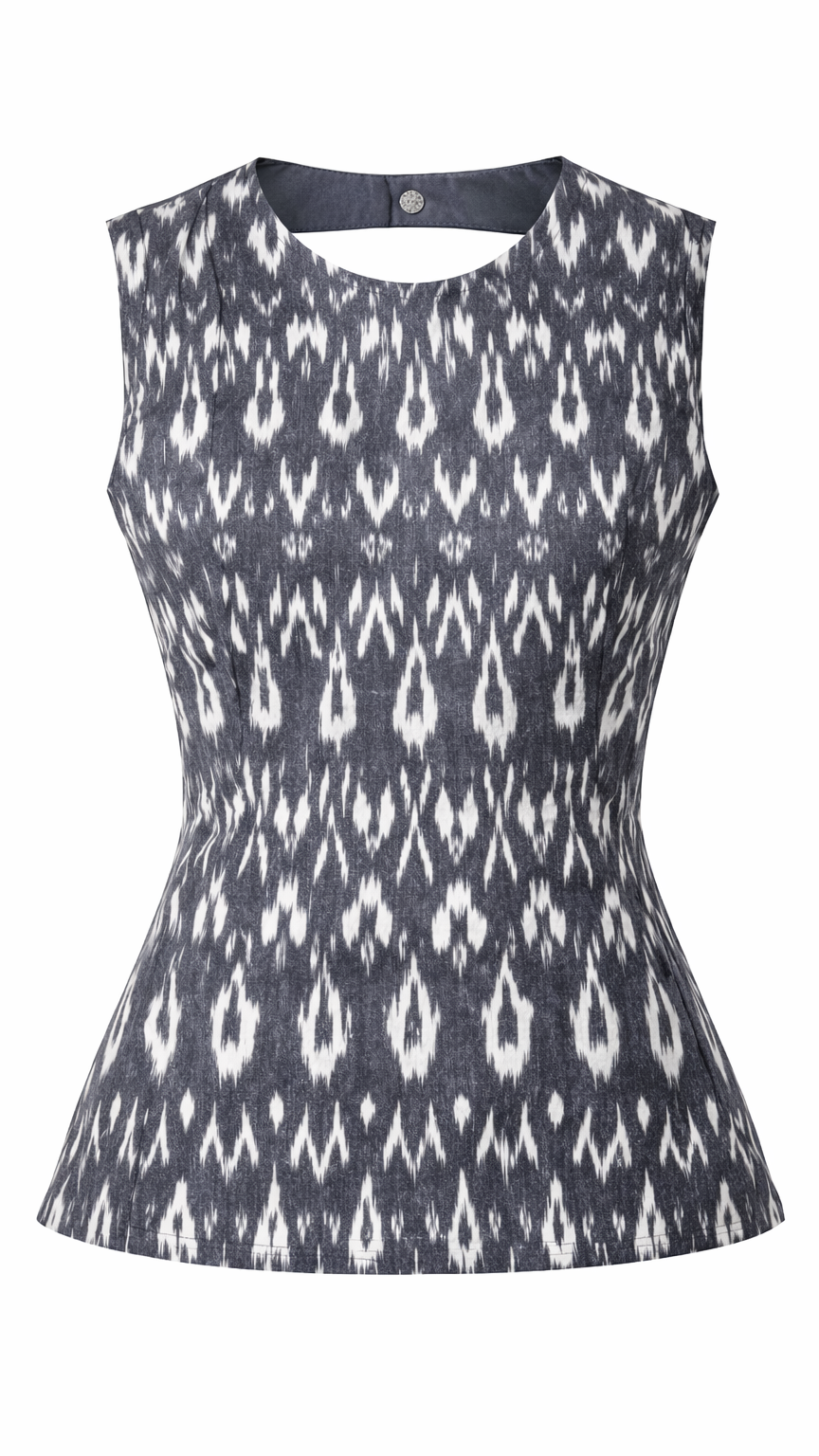 Charcoal Grey Ikat Top