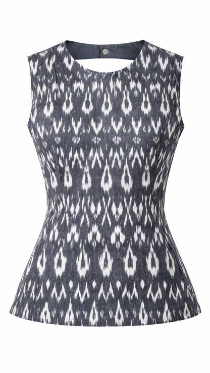 Charcoal Grey Ikat Top
