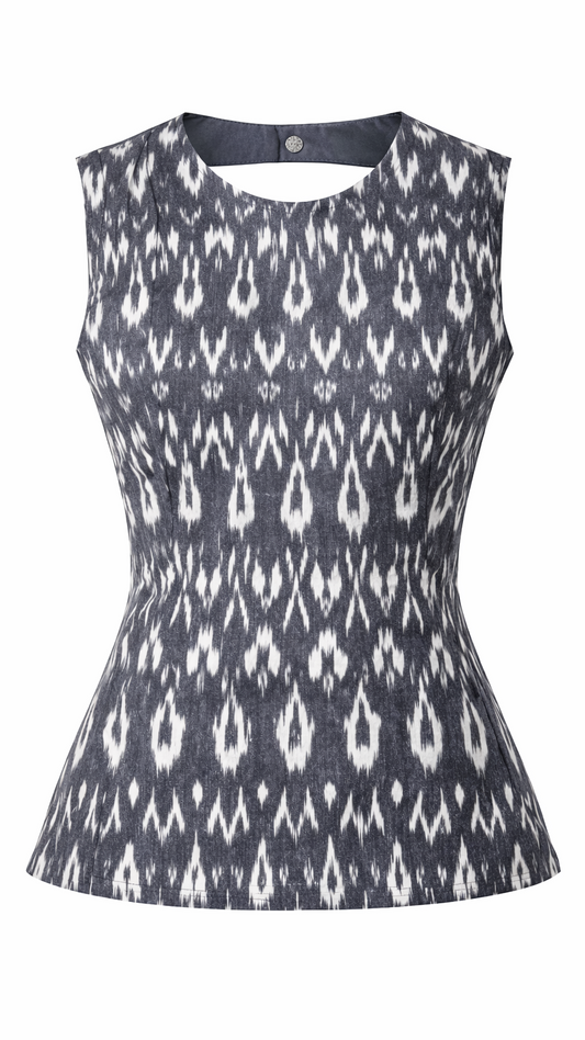 Charcoal Grey Ikat Top