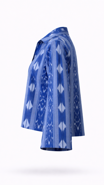 Elio Ikat Shirt — Indigo Blue
