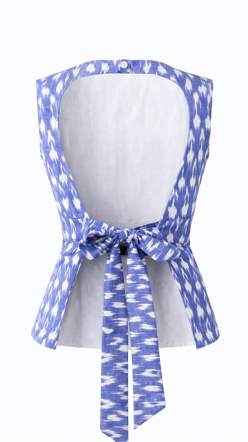Elara Ikat Open-Back Top — Periwinkle Blue
