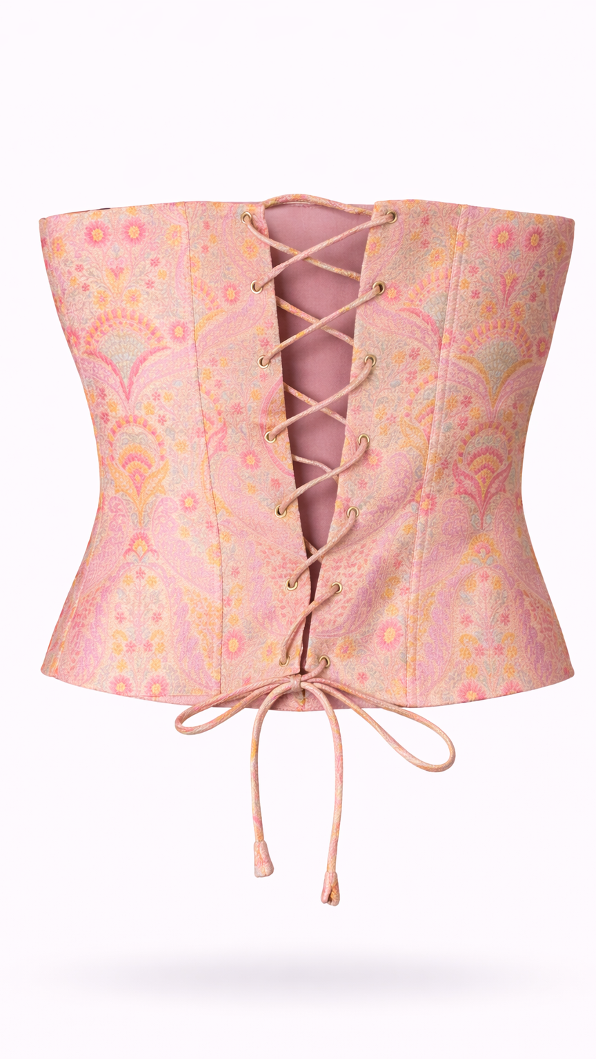 Fleur Jacquard Corset Top — Blush Pink