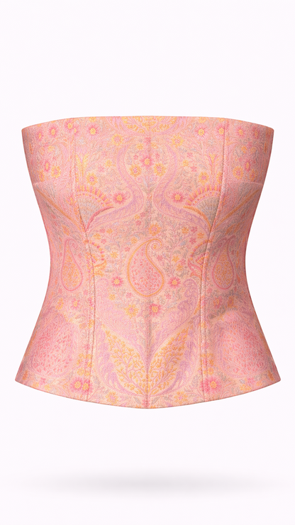 Fleur Jacquard Corset Top — Blush Pink