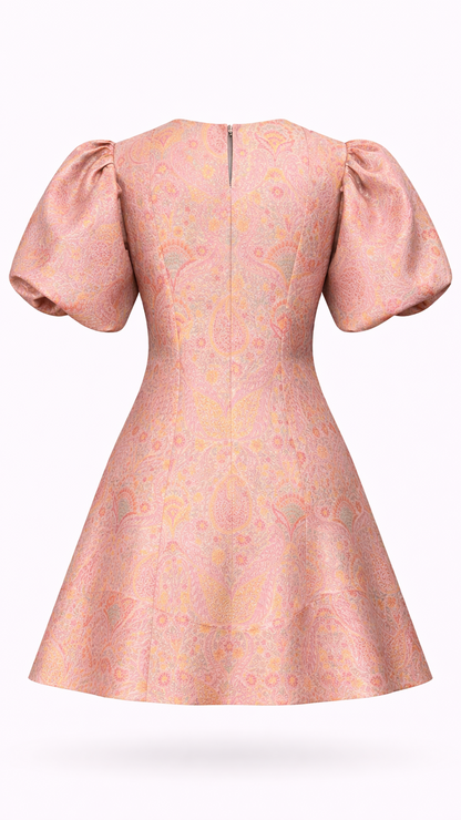 Rosalie Jacquard Mini Dress — Blush Pink