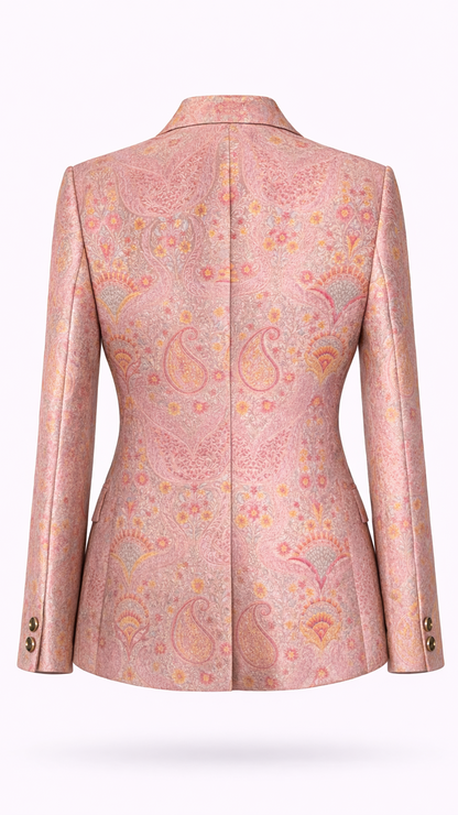 Vivienne Jacquard Tailored Blazer — Blush Pink