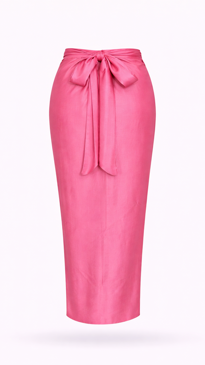 Fleur Modal Silk Drape Skirt — Rose Pink