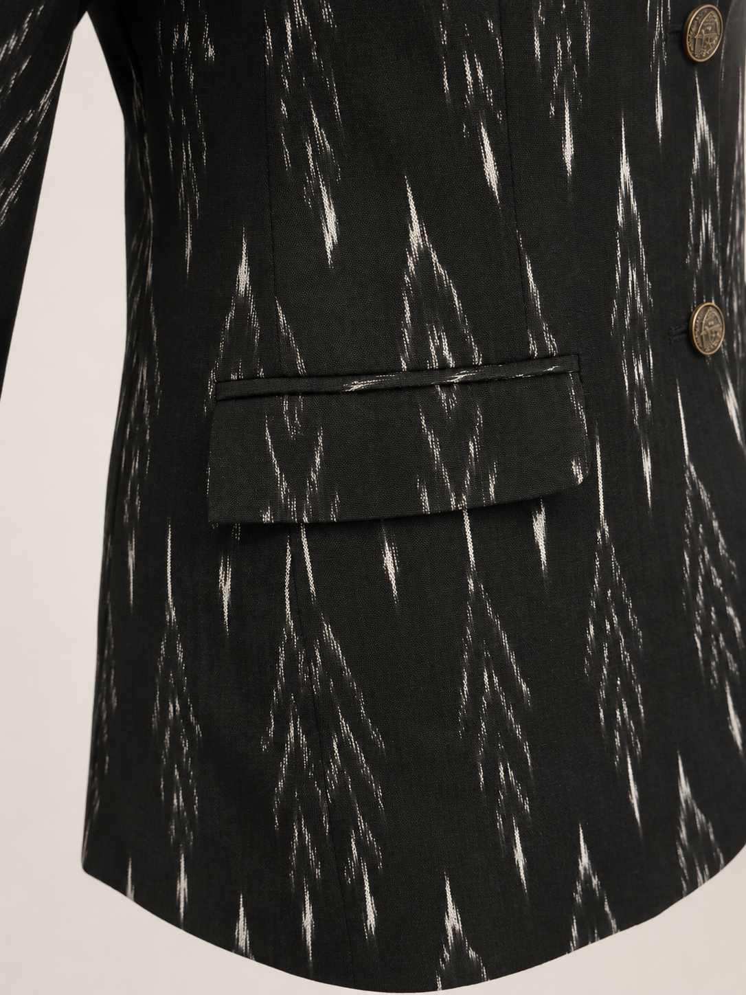 Vivienne Ikat Tailored Blazer — Midnight Black