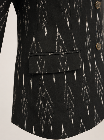 Vivienne Ikat Tailored Blazer — Midnight Black