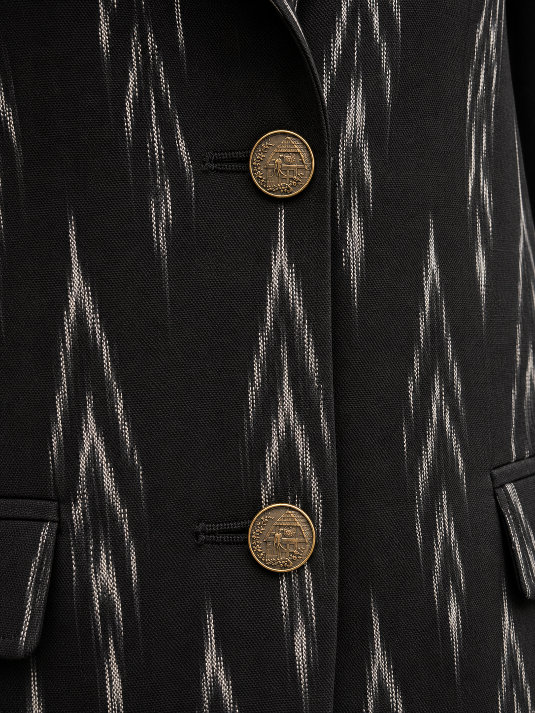 Vivienne Ikat Tailored Blazer — Midnight Black
