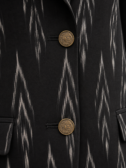 Vivienne Ikat Tailored Blazer — Midnight Black