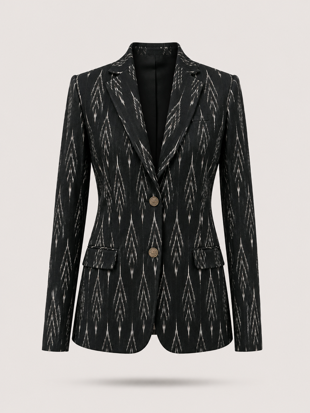 Vivienne Ikat Tailored Blazer — Midnight Black