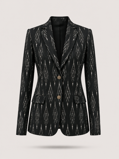 Vivienne Ikat Tailored Blazer — Midnight Black