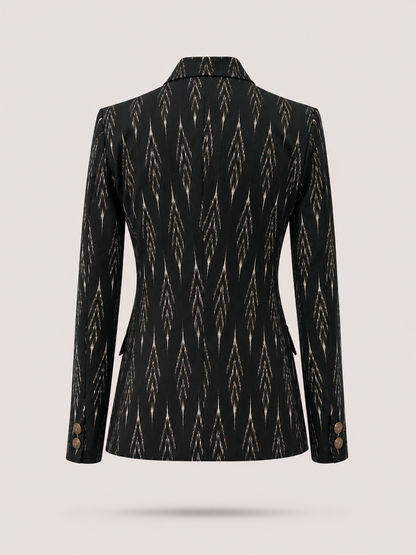 Vivienne Ikat Tailored Blazer — Midnight Black