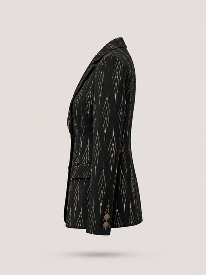 Vivienne Ikat Tailored Blazer — Midnight Black
