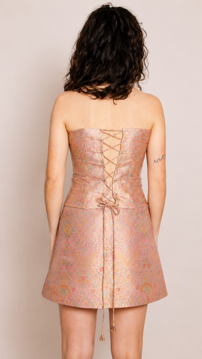Fleur Jacquard Korsettoberteil — Rouge-Rosa