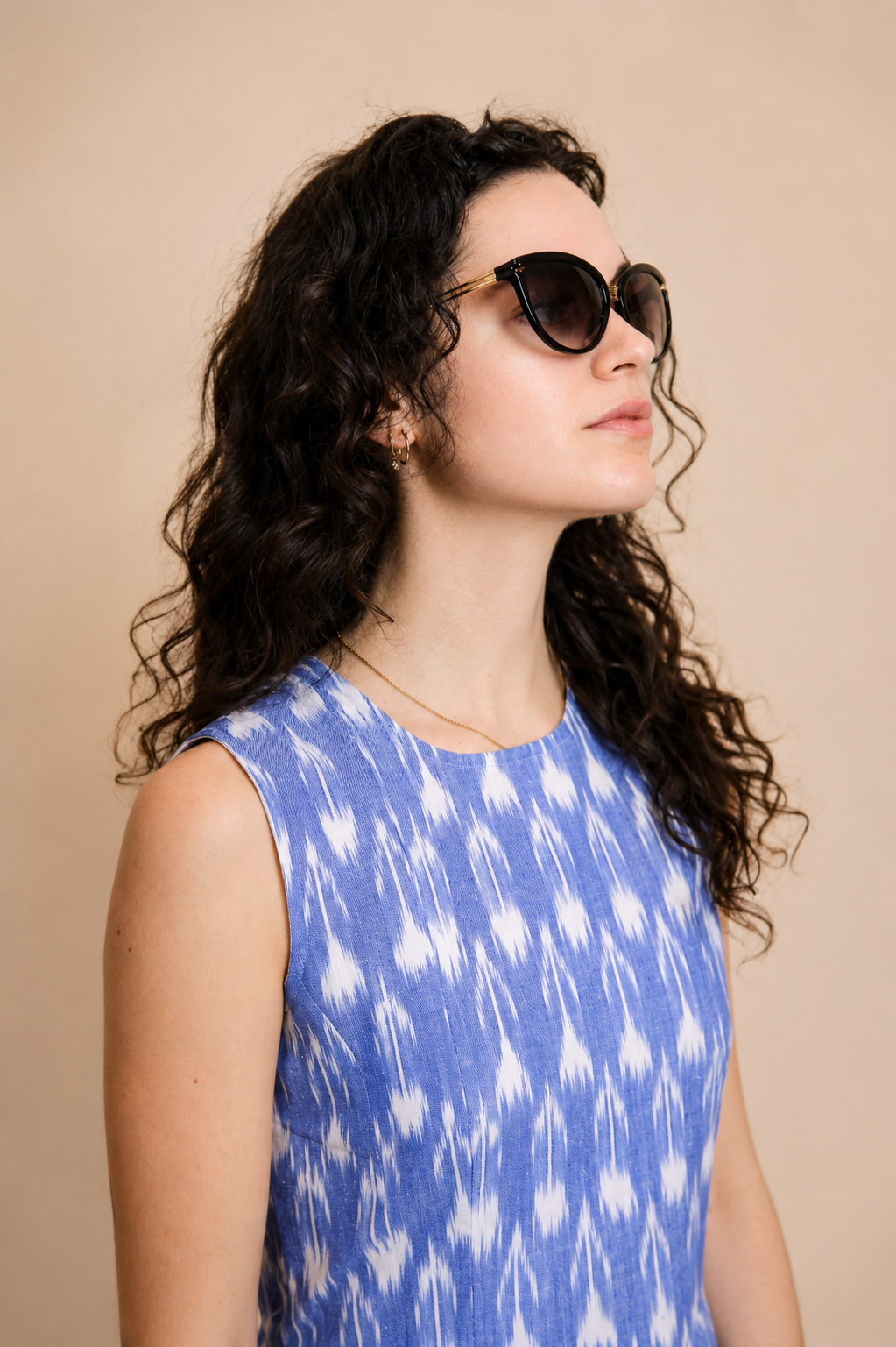 Elara Ikat Wide-Leg Trousers — Periwinkle Blue