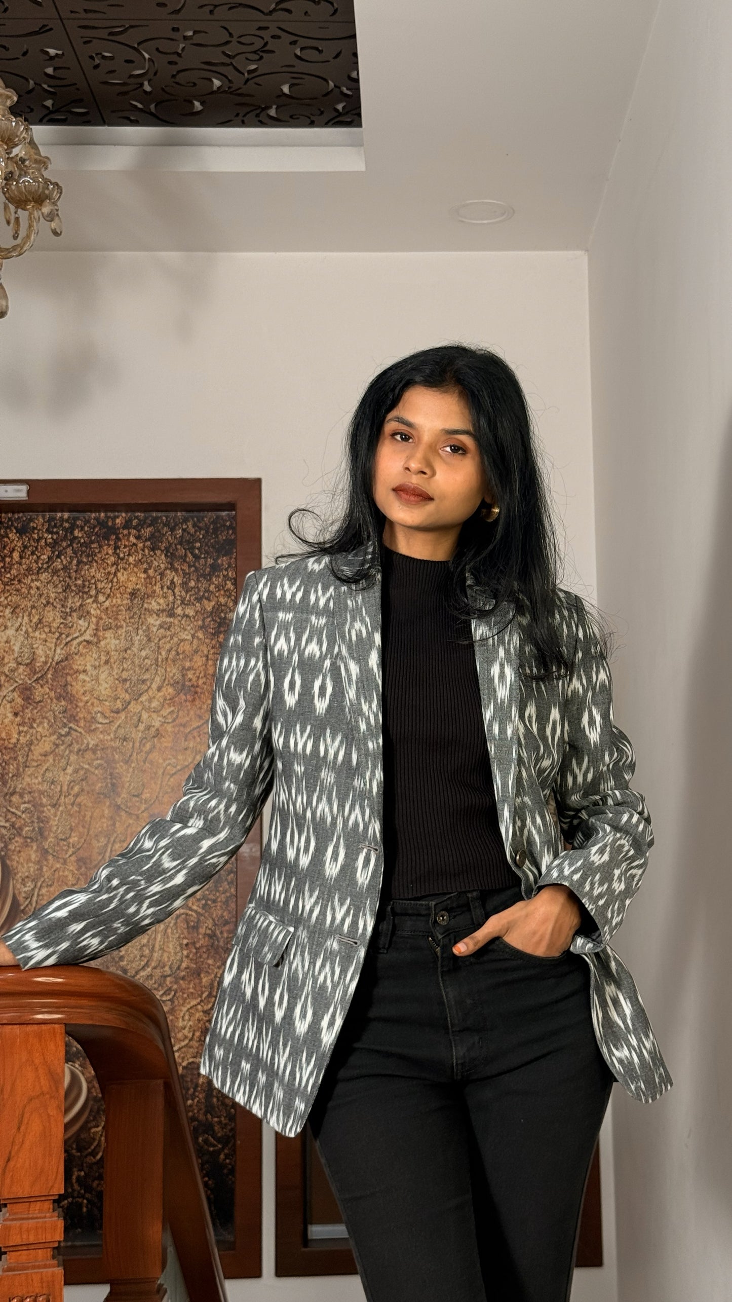 Grey Ikat Blazer