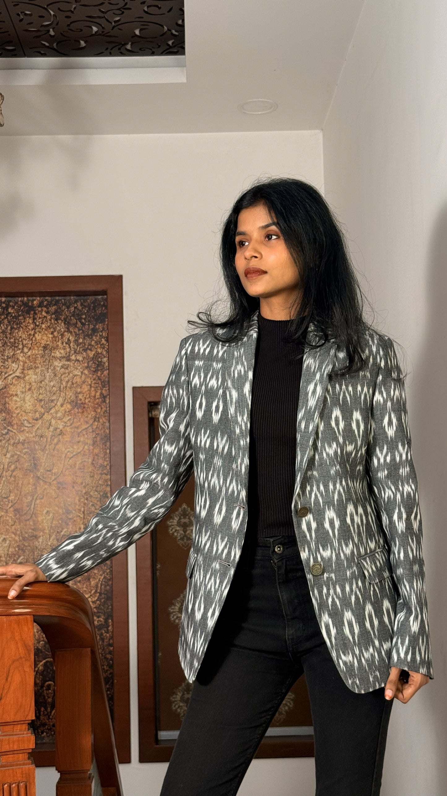 Grey Ikat Blazer