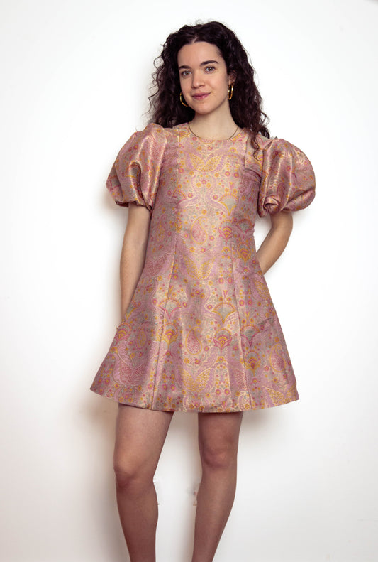 Rosalie Jacquard Mini Dress — Blush Pink