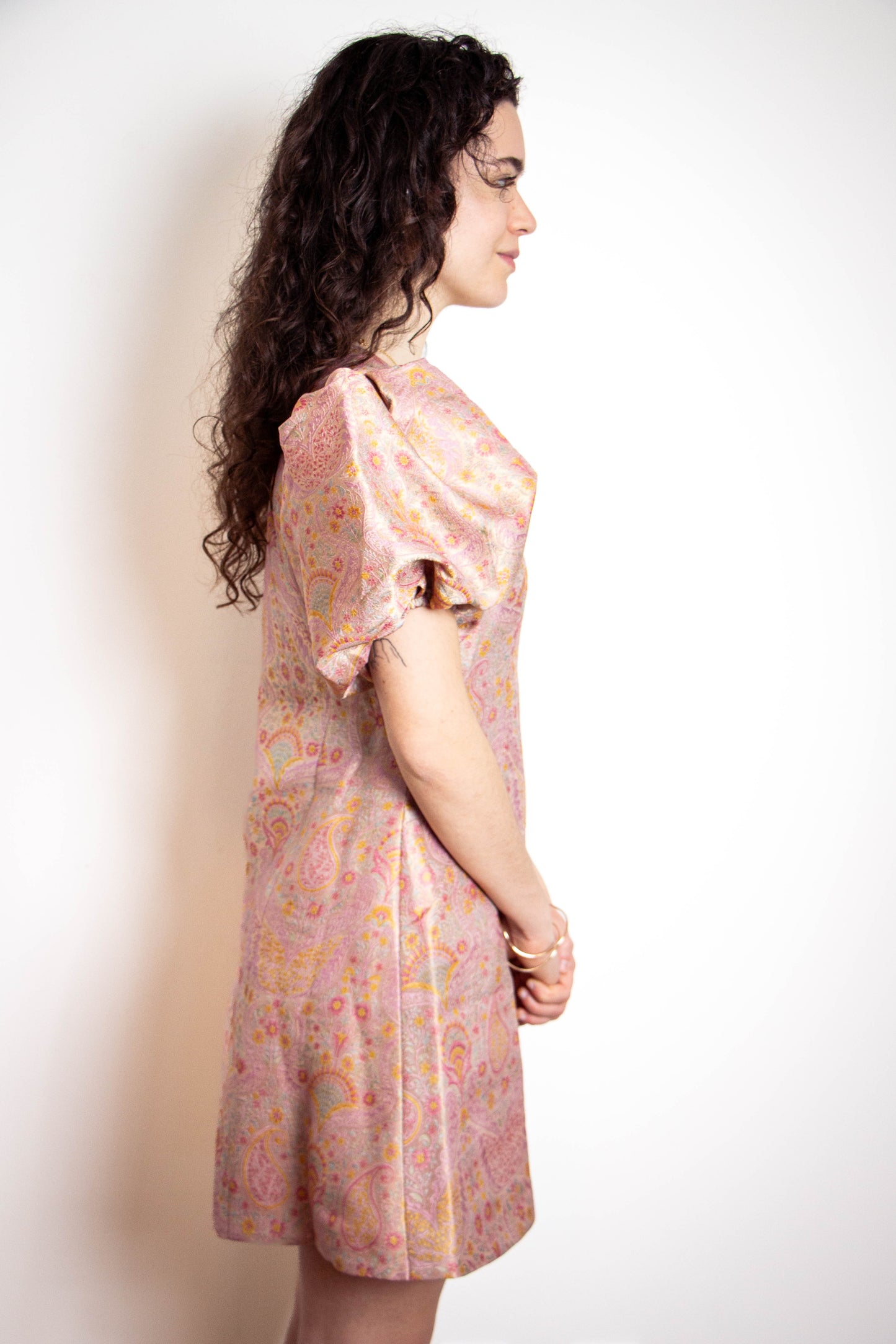 Rosalie Jacquard Mini Dress — Blush Pink