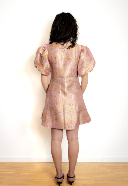 Rosalie Jacquard Mini Dress — Blush Pink