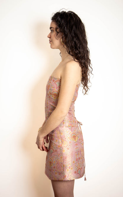 Fleur Jacquard Corset Top — Blush Pink