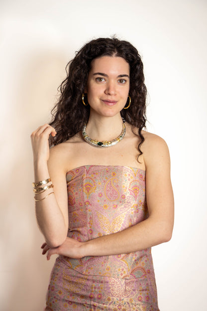 Fleur Jacquard Corset Top — Blush Pink