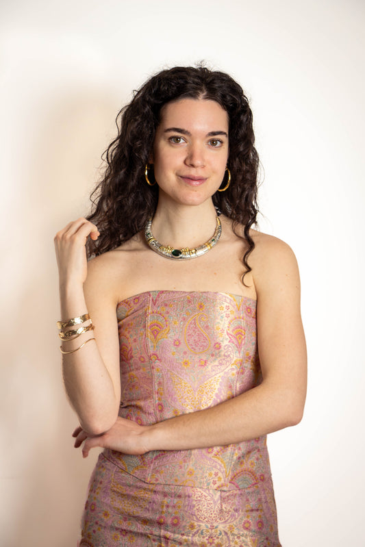 Fleur Jacquard Corset Top — Blush Pink