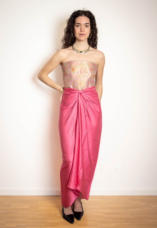 Fleur Modal Silk Drape Skirt — Rose Pink