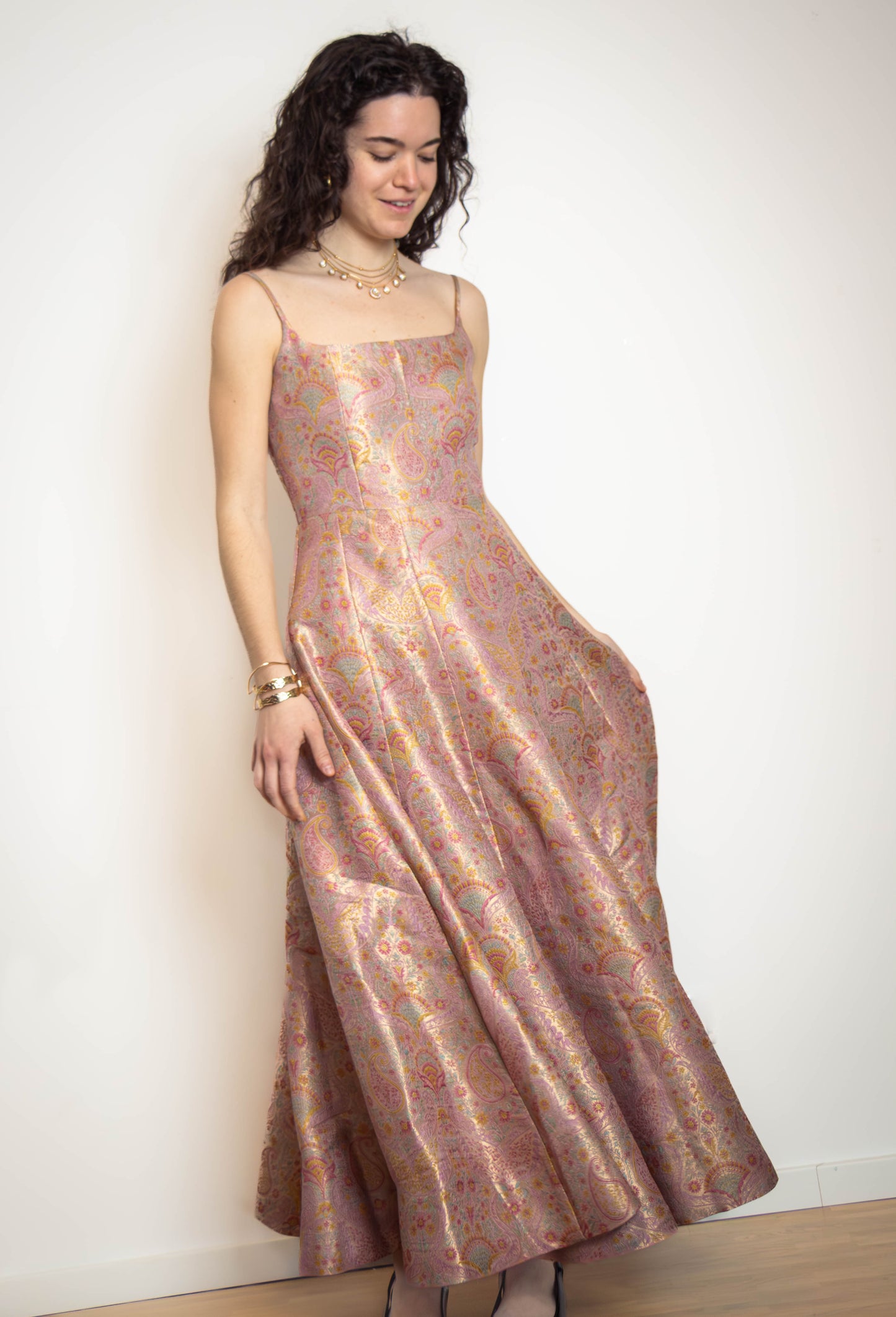 Élodie Jacquard Evening Gown — Blush Pink