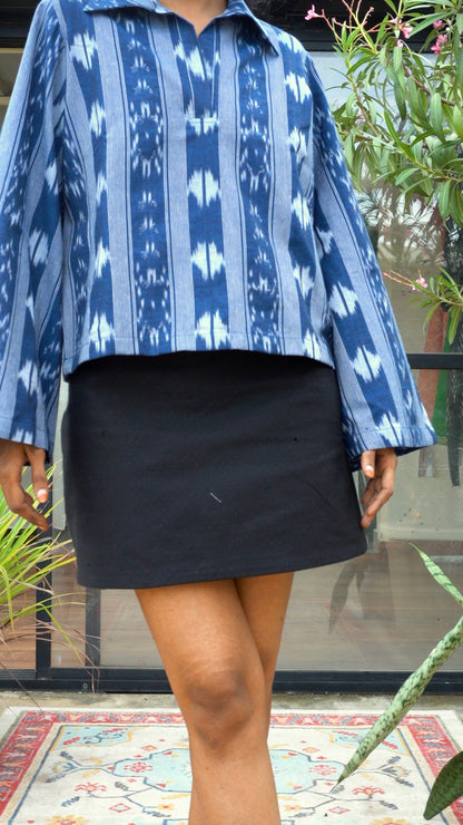 Elio Ikat Shirt — Indigo Blue