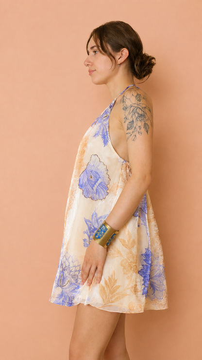 Camélia Halter Mini Dress — Porcelain Blue