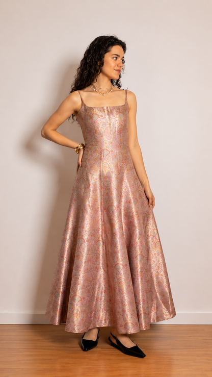 Élodie Jacquard Evening Gown — Blush Pink