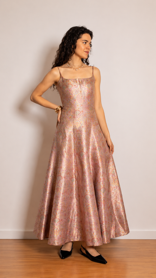 Élodie Jacquard Evening Gown — Blush Pink