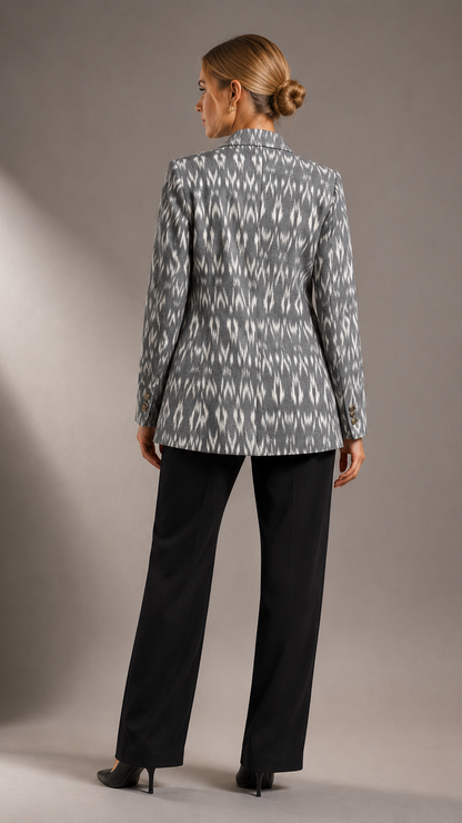 Noéline Ikat Tailored Blazer — Pearl Grey