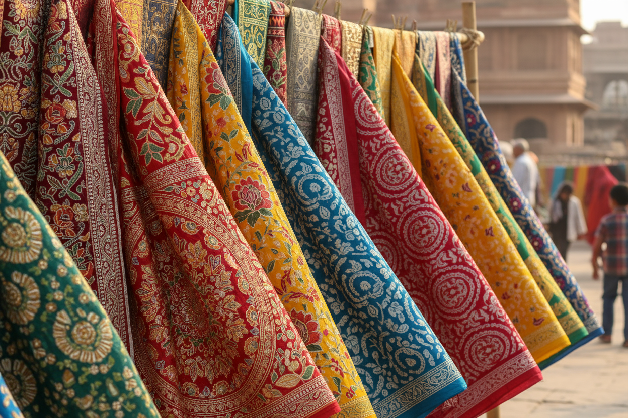 Indian textiles waving