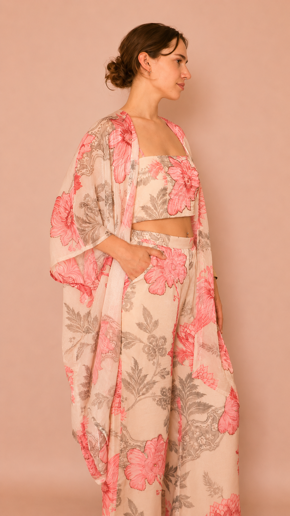Aveline Kimono Cape — Pearl Rose