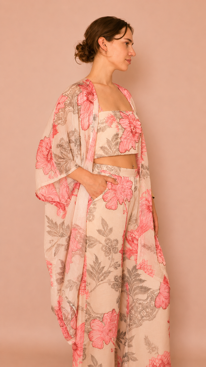 Aveline Kimono Cape — Pearl Rose