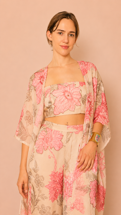 Aveline Kimono Cape — Pearl Rose
