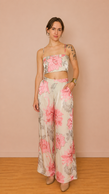 Marais Wide-Leg Trousers — Pearl Rose