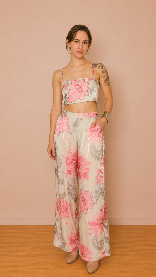 Marais Wide-Leg Trousers — Pearl Rose