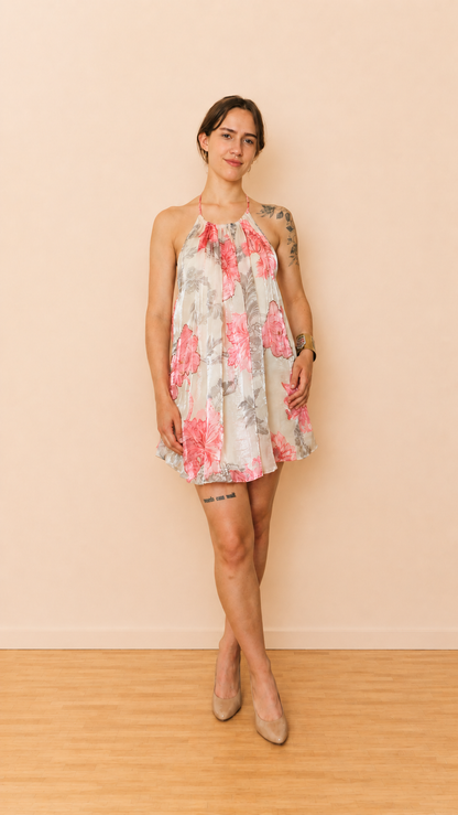 Camélia Halter Mini Dress — Pearl Rose