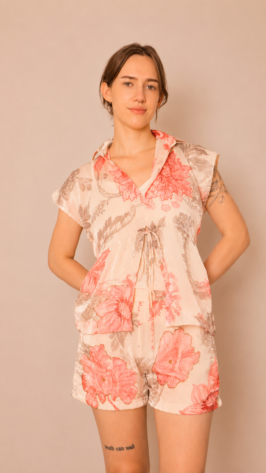 Maëlle Drawstring Blouse — Pearl Rose